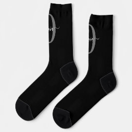 Schwarz-weißer Name für Monogramm-Skript Socken