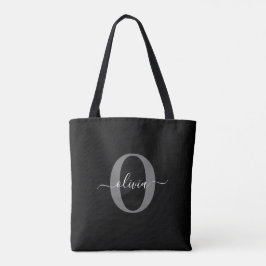 Schwarz-weißer Name für Monogramm-Skript Tasche