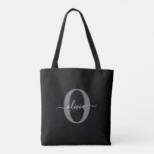 Schwarz-weißer Name für Monogramm-Skript Tasche