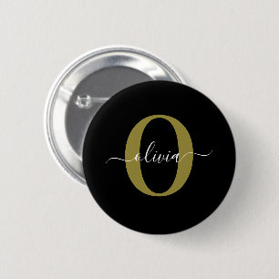 Schwarz-weißer Name für personalisierte Monogramm- Button
