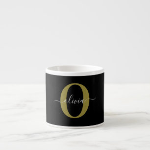 Schwarz-weißer Name für personalisierte Monogramm- Espressotasse