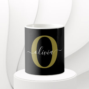 Schwarz-weißer Name für personalisierte Monogramm- Kaffeetasse
