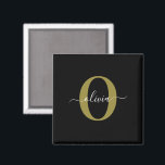 Schwarz-weißer Name für personalisierte Monogramm- Magnet<br><div class="desc">Dieses elegante Monogramm und das stilvolle Script-Namensdesign können als Geschenk für Geburtstag, Hochzeit, Brautparty, Jubiläum, Muttertag oder jeden Anlass gegeben werden. Es kann mit dem Namen und dem Namen der Person personalisiert werden. Sie können den Schriftart, die Farbe des Schriftartes, die Größe des Schriftartes und die Hintergrundfarbe mit dem Design-Tool...</div>