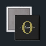 Schwarz-weißer Name für personalisierte Monogramm- Magnet<br><div class="desc">Dieses elegante Monogramm und das stilvolle Script-Namensdesign können als Geschenk für Geburtstag, Hochzeit, Brautparty, Jubiläum, Muttertag oder jeden Anlass gegeben werden. Es kann mit dem Namen und dem Namen der Person personalisiert werden. Sie können den Schriftart, die Farbe des Schriftartes, die Größe des Schriftartes und die Hintergrundfarbe mit dem Design-Tool...</div>
