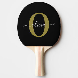 Schwarz-weißer Name für personalisierte Monogramm- Tischtennis Schläger