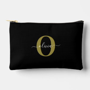 Schwarz-weißer Name für personalisierte Monogramm- Zubehörtasche