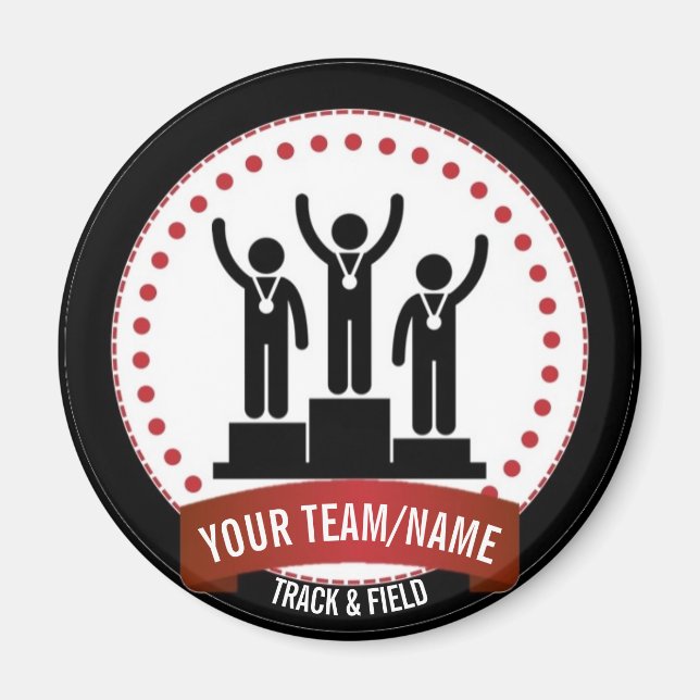 Schwarz-weißer Name für Track und Feld Magnet (Vorne)