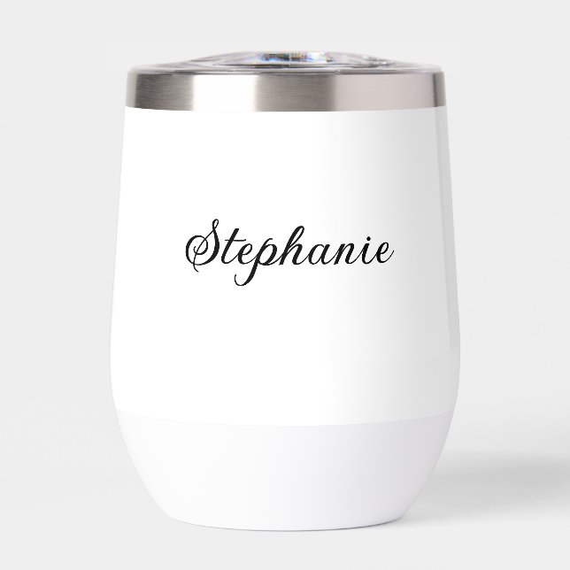 Schwarz-weißer Name Moderne elegante Monogram Boho (Vorderseite)