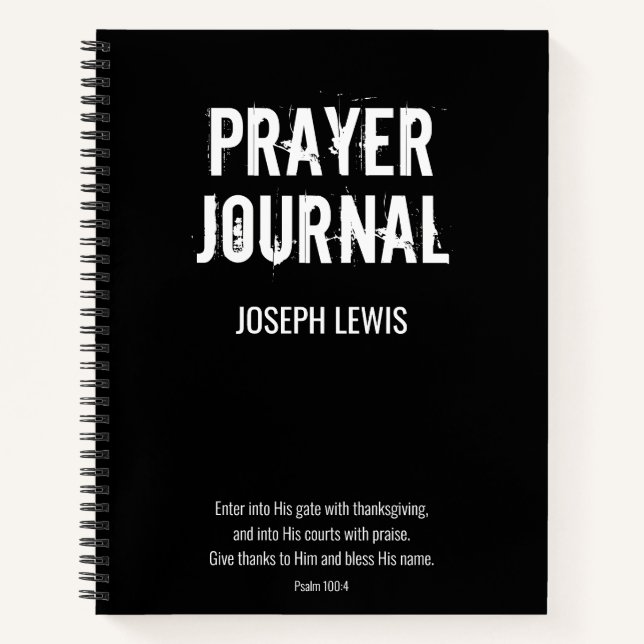 Schwarz-weißer Name Psalm Prayer Journal Notizbuch (Vorderseite)
