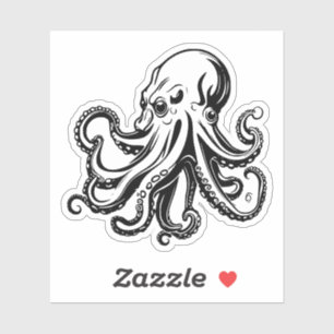 schwarz-weißer Oktopus-Vinyl-Aufkleber Aufkleber