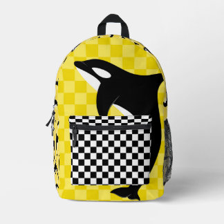 Schwarz-weißer Orca-Killerwal Check Bedruckter Rucksack