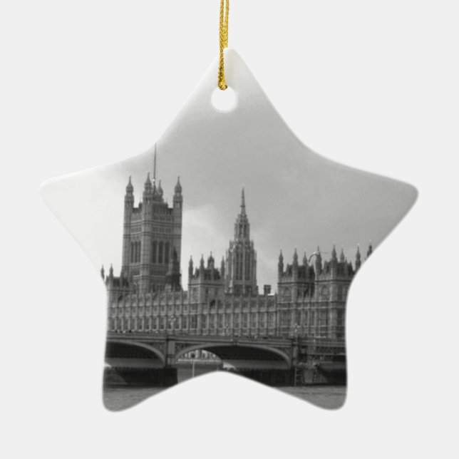 Schwarz-weißer Palast von Westminster Keramikornament (Vorne)