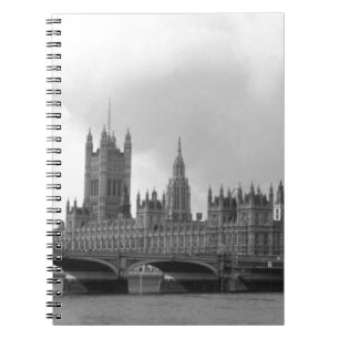 Schwarz-weißer Palast von Westminster Notizblock