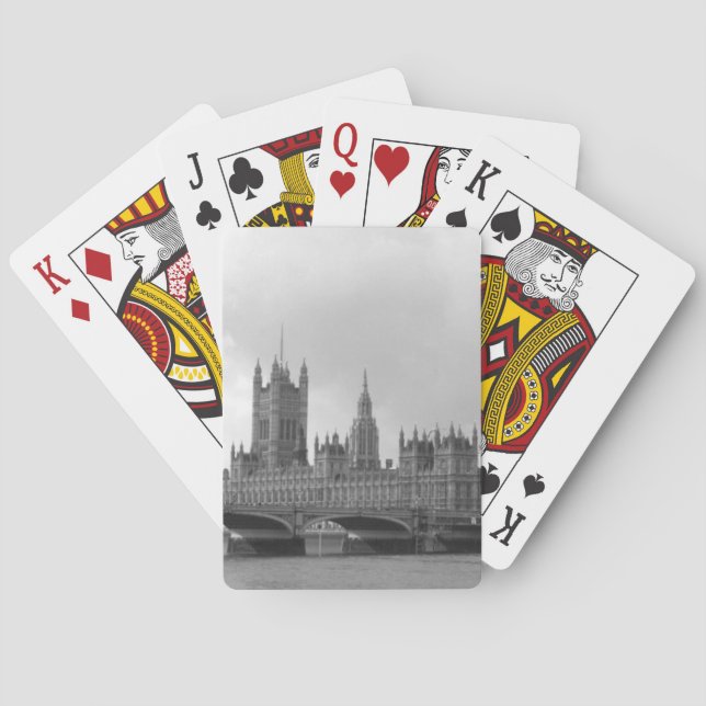 Schwarz-weißer Palast von Westminster Spielkarten (Rückseite)