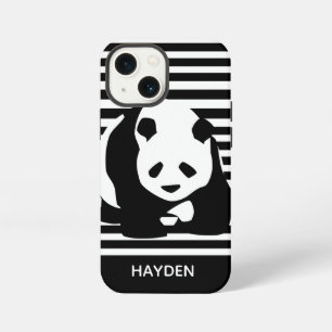 Schwarz-weißer Panda und personalisierte Streifen iPhone 13 Mini Hülle