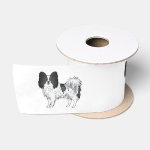 Schwarz-weißer Papillon süße Cartoon-Hunde Satinband