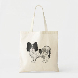 Schwarz-weißer Papillon süßer Cartoon-Hund Tragetasche