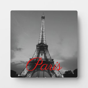 Schwarz-weißer Paris City Night Eiffel Tower Europ Fotoplatte