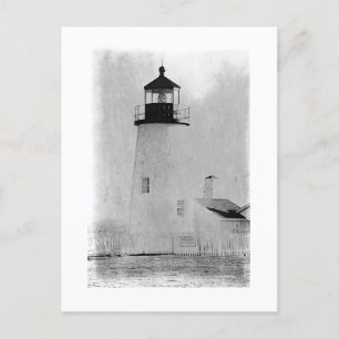 Schwarz-weißer Pemaquid Point Leuchtturm in Maine Postkarte