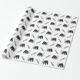 Schwarz-weißer Pferdekopf Geschenkpapier