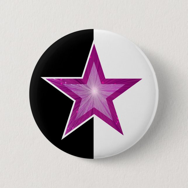 Schwarz-weißer Pink-Star-Button Button (Vorderseite)