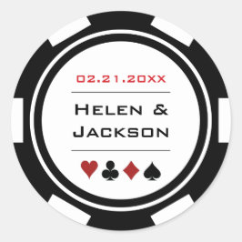 Schwarz-weißer Poker Chip Casino Runder Aufkleber