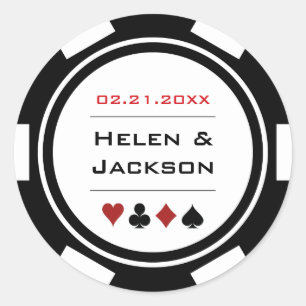 Schwarz-weißer Poker Chip Casino Runder Aufkleber