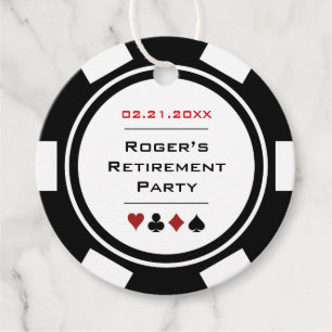 Schwarz-weißer Poker Chip Casino Thema Ermäßigung Geschenkanhänger