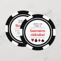 Schwarz-weißer Poker Chip Las Vegas Stil Quinceañe
