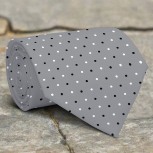 Schwarz-weißer Polka-Punkt auf grauem Hintergrund  Krawatte