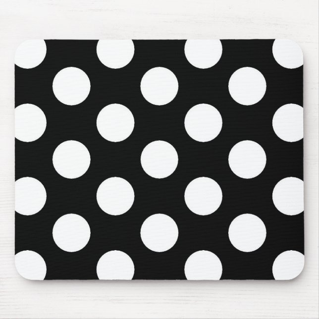 Schwarz-weißer Polka-Punkt - Mousepad (Vorne)