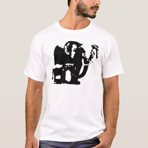 Schwarz-weißer Pop Art Baby & Mama Elefanten T-Shirt