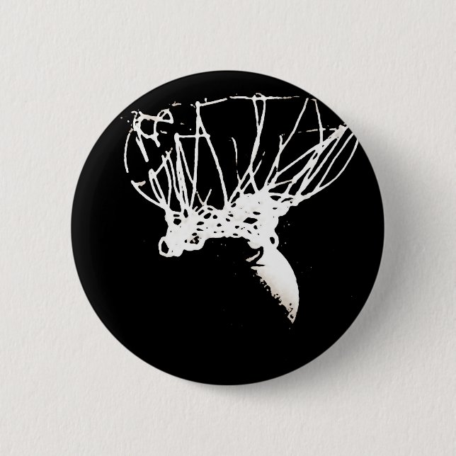 Schwarz-weißer Pop Art Basketball Button (Vorderseite)