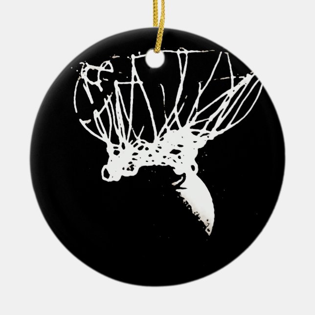 Schwarz-weißer Pop Art Basketball Keramik Ornament (Vorne)