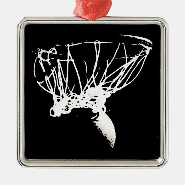 Schwarz-weißer Pop Art Basketball Ornament Aus Metall (Vorne)