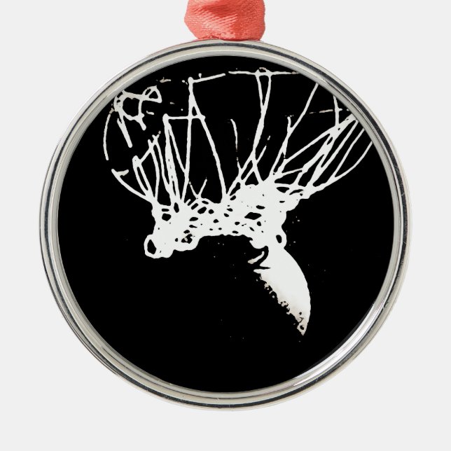 Schwarz-weißer Pop Art Basketball Silbernes Ornament (Vorne)