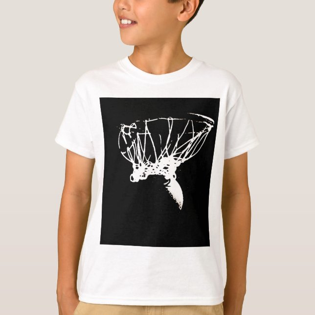 Schwarz-weißer Pop Art Basketball T-Shirt (Vorderseite)