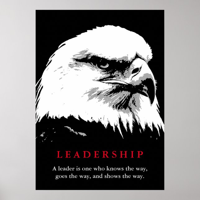 Schwarz-weißer Pop Art Eagle Leadership Poster (Vorne)