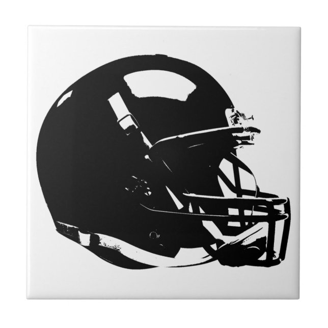 Schwarz-weißer Pop Art Football Helm Fliese (Vorderseite)