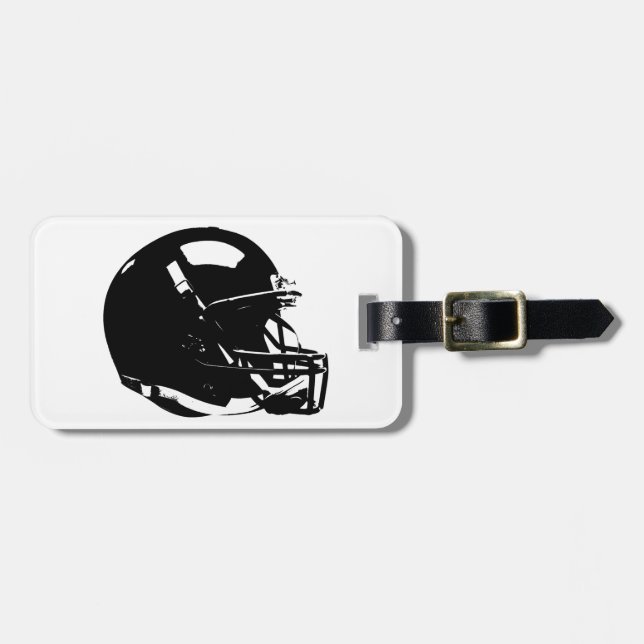 Schwarz-weißer Pop Art Football Helm Gepäckanhänger (Vorderseite horizontal)