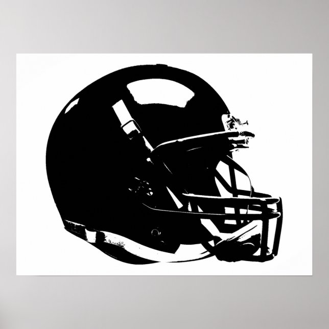 Schwarz-weißer Pop Art Football Helm Poster (Vorne)