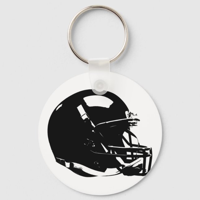 Schwarz-weißer Pop Art Football Helm Schlüsselanhänger (Vorderseite)