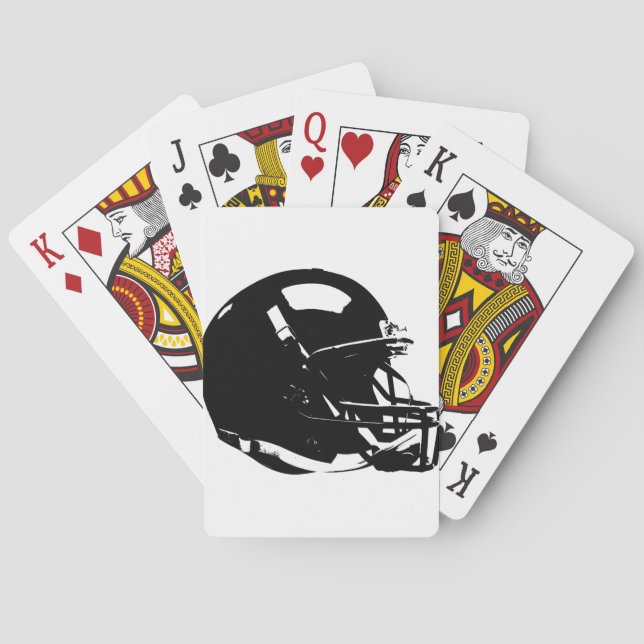Schwarz-weißer Pop Art Football Helm Spielkarten (Rückseite)