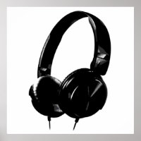 Schwarz-weißer Pop Art-Headphone