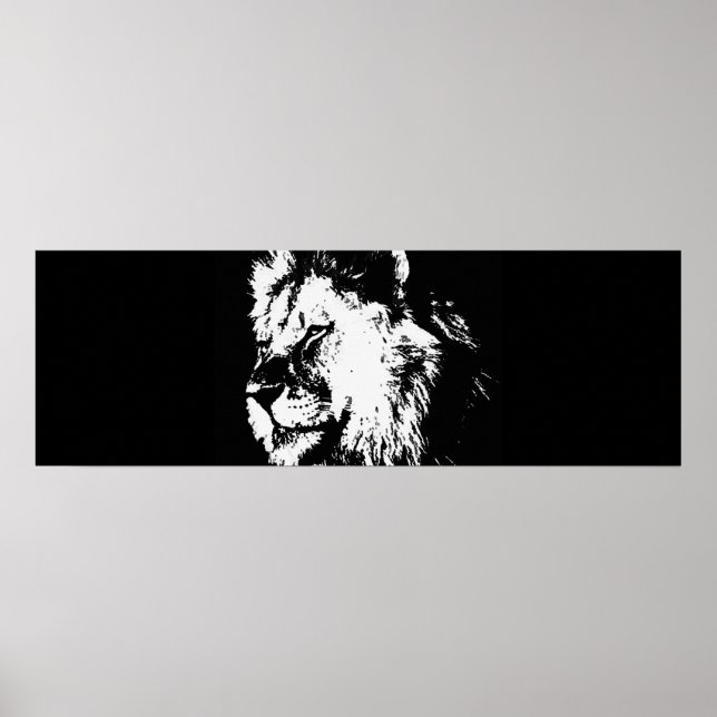 Schwarz-weißer Pop Art Lion Doster Poster (Vorne)