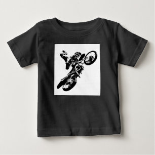 Schwarz-weißer Pop Art Motocross Motorradsport Baby T-shirt