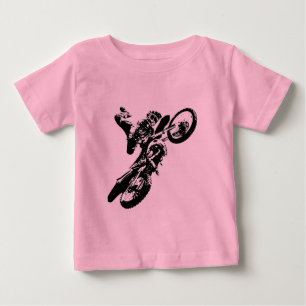 Schwarz-weißer Pop Art Motocross Motorradsport Baby T-shirt