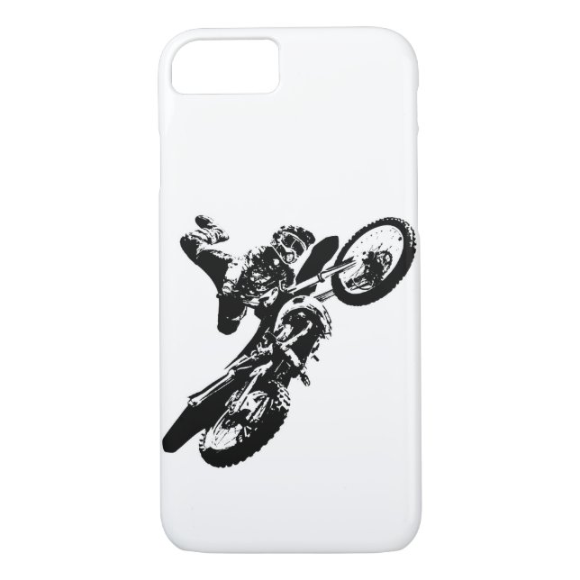 Schwarz-weißer Pop Art Motocross Motorradsport Case-Mate iPhone Hülle (Rückseite)