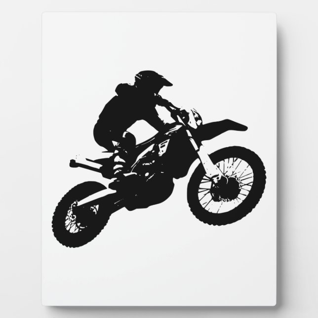 Schwarz-weißer Pop Art Motocross Motorradsport Fotoplatte (Vorderseite)