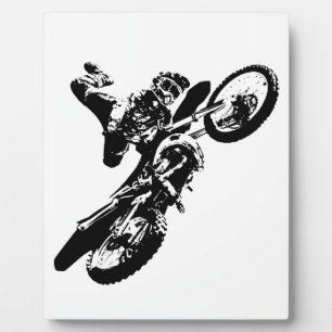 Schwarz-weißer Pop Art Motocross Motorradsport Fotoplatte